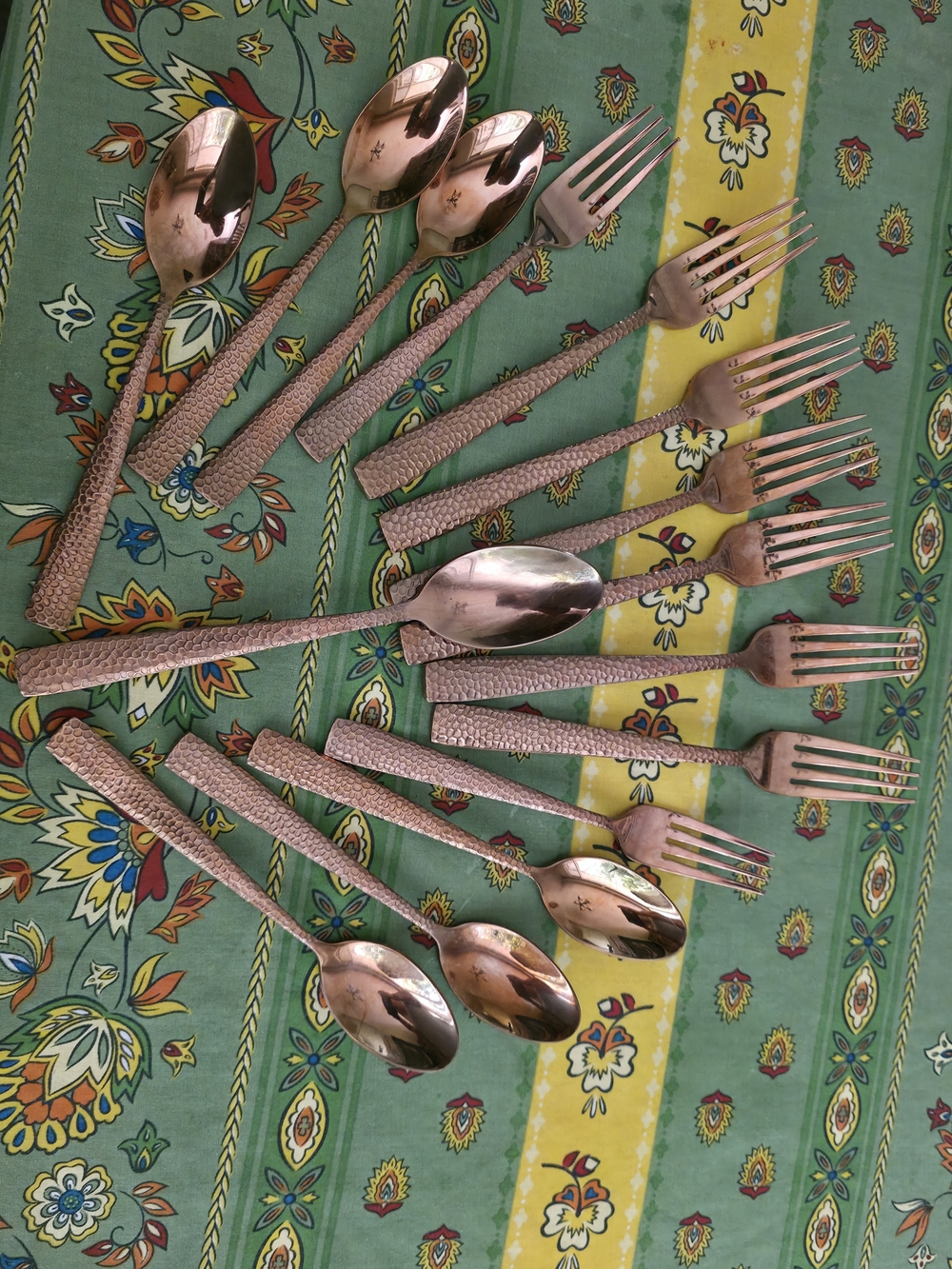 4/$97 Deal! Elite Textured Copper Flatware Set